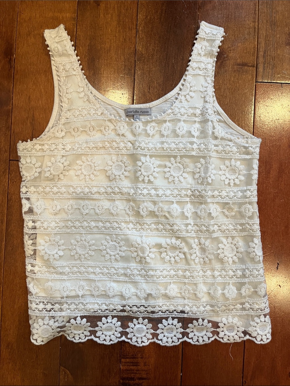 Charlotte Russe White Floral Crochet Lace Camisole